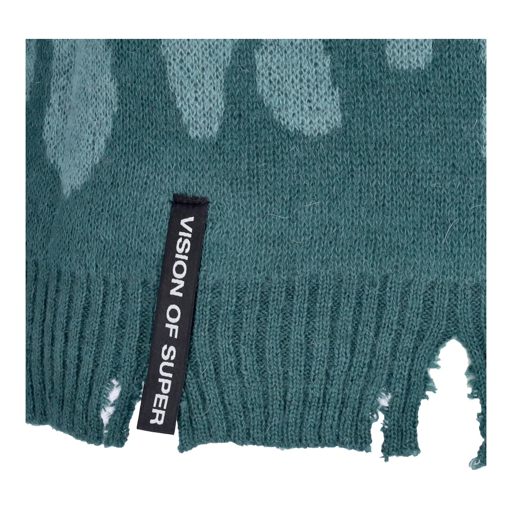 Vision OF Super Vlammen Oversized Crew Neck Sweater Groen Green Heren