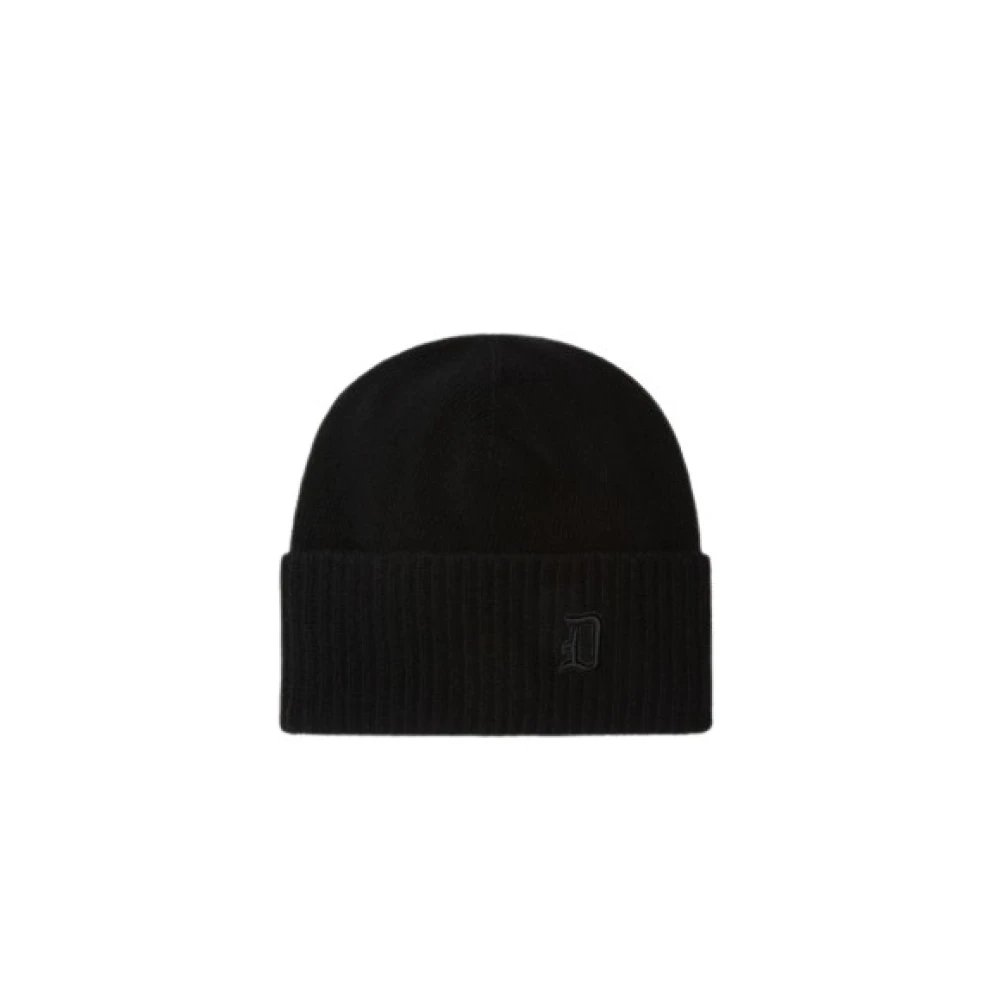 Dondup Kasjmier Hoed met brede rand en geborduurd D-logo Black Heren