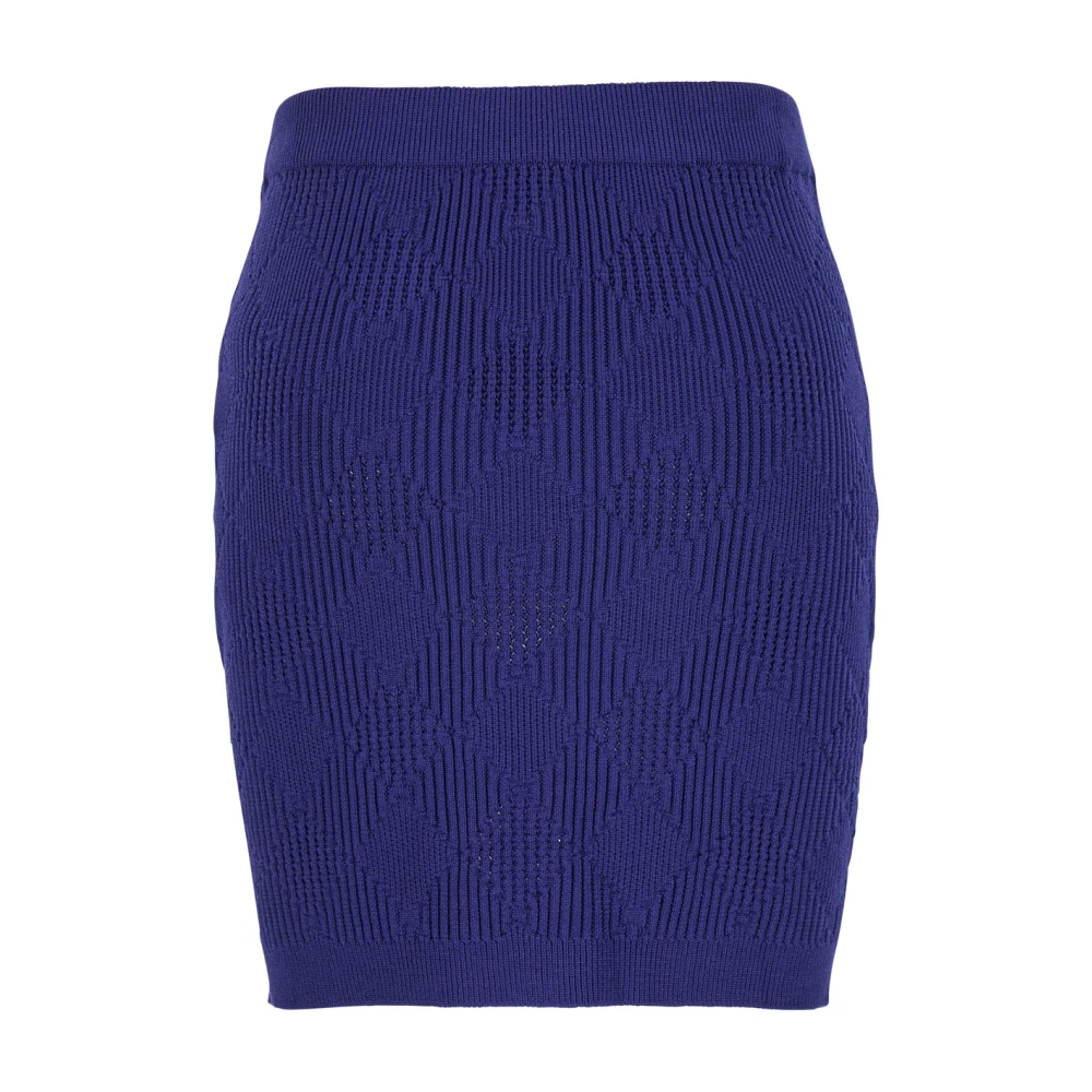 Balmain Vichy Gebreide Korte Rok Blue Dames