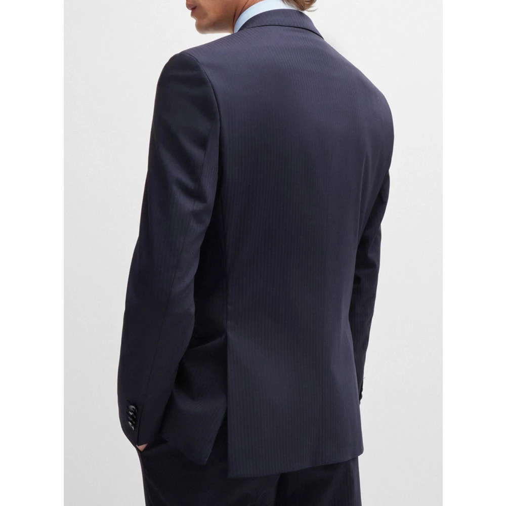 Hugo Boss Blauw Verticaal Gestreept Pak Blue Heren