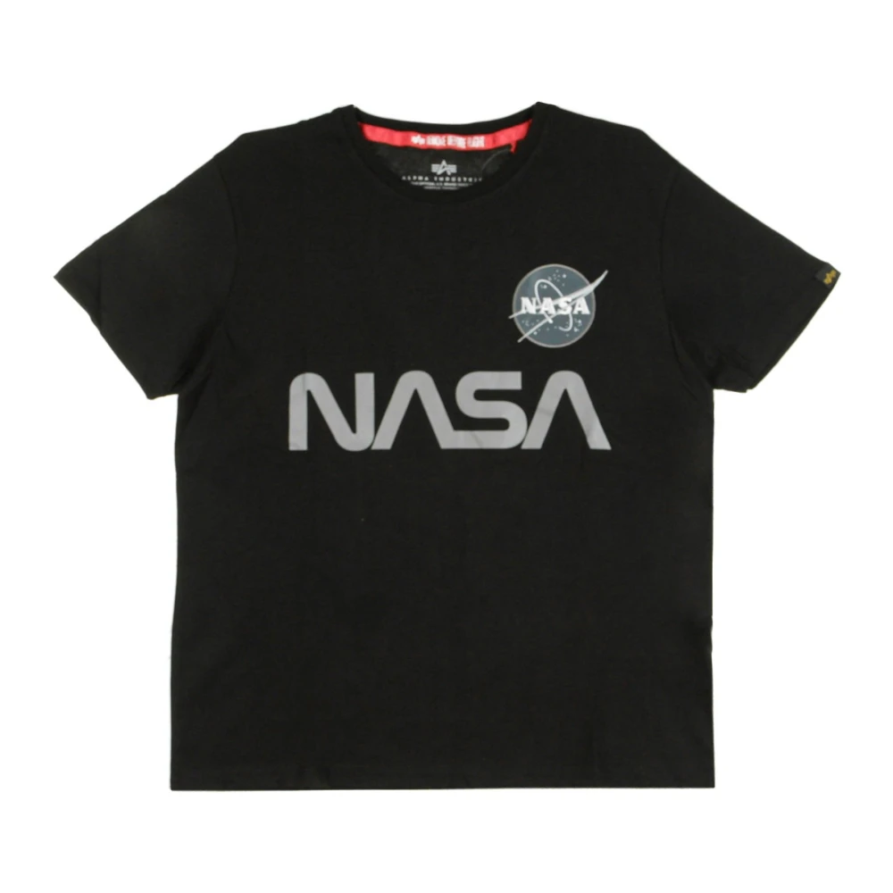 Alpha Industries Men's Black T-Shirts, Xl, Reflective Nasa Logo T-Shirt