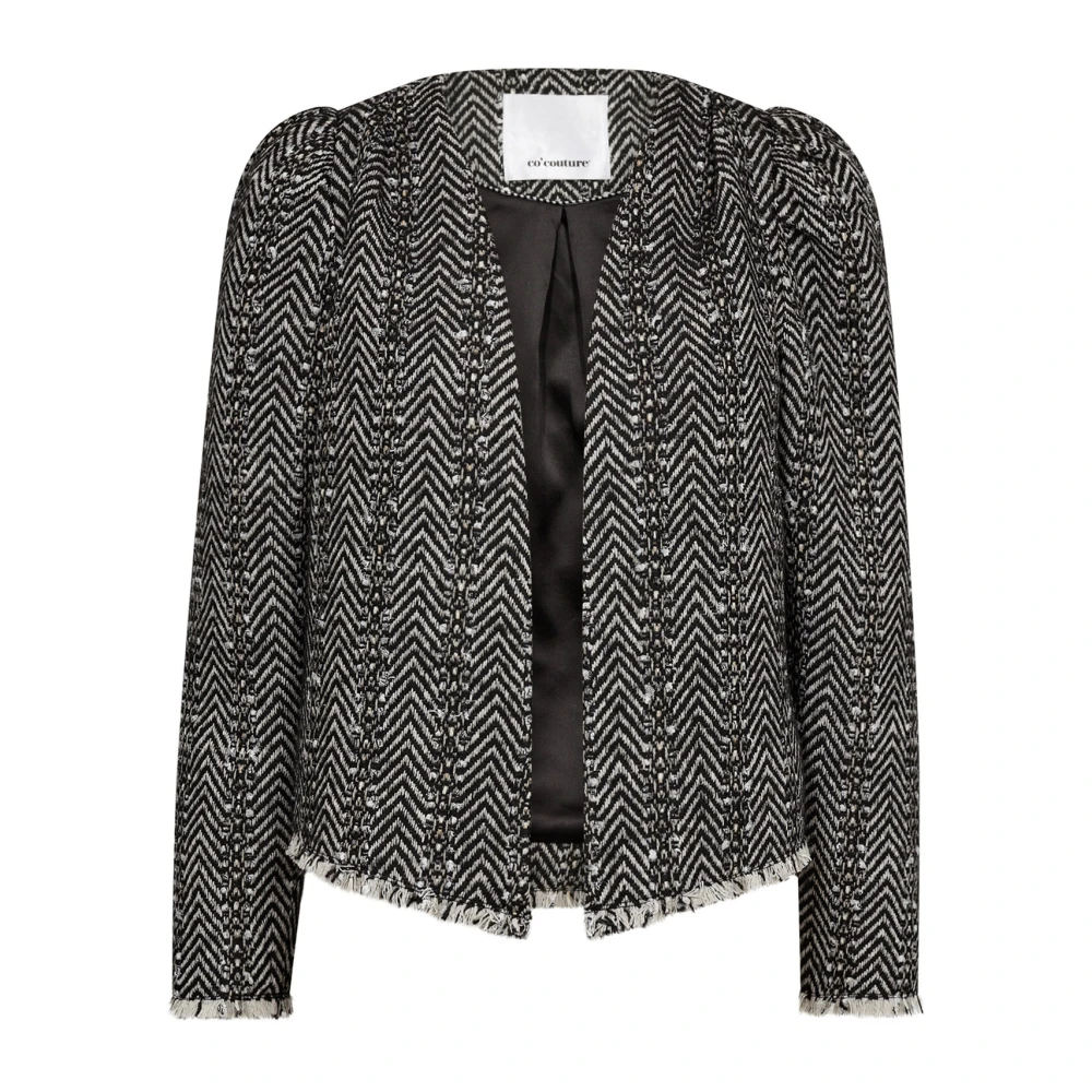Co'Couture Zwarte Boucle Jas Blazer Stijlvol Black Dames