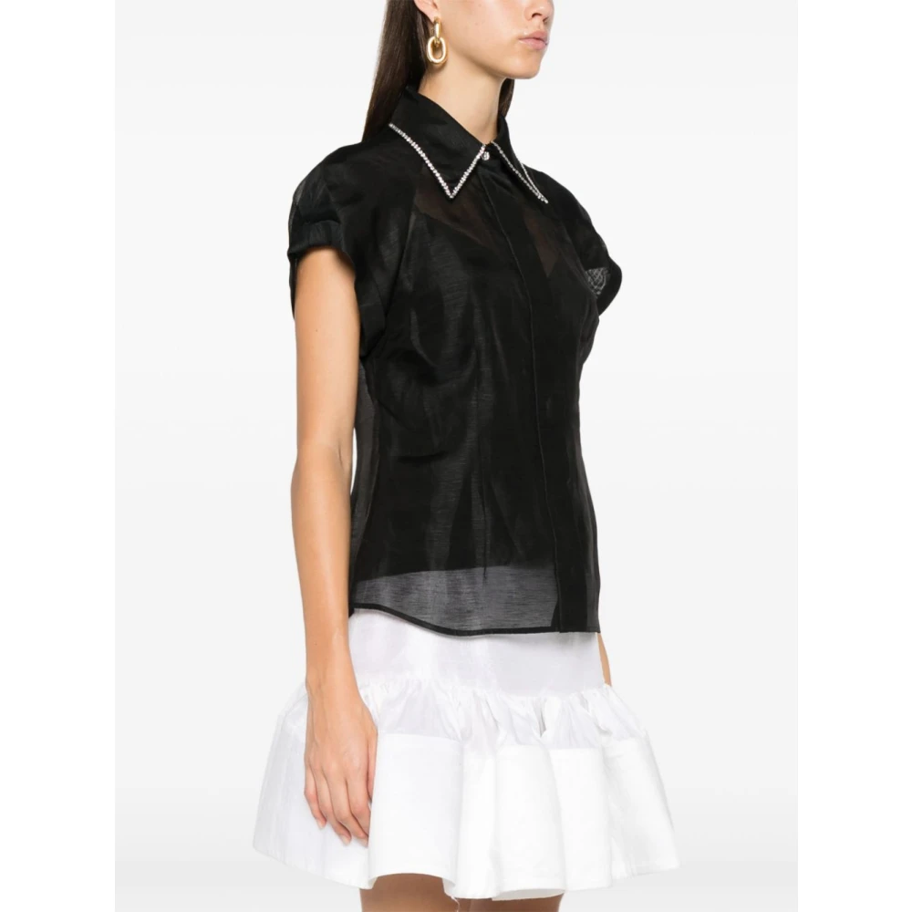 Zimmermann Doorschijnende kristalkraag shirt Black Dames