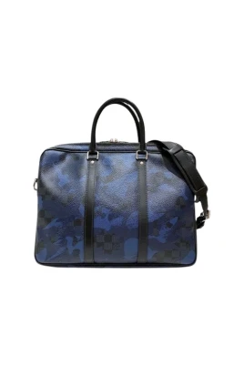 Pre-owned Porte Documents Voyage Damier Cobalt Affärsväska