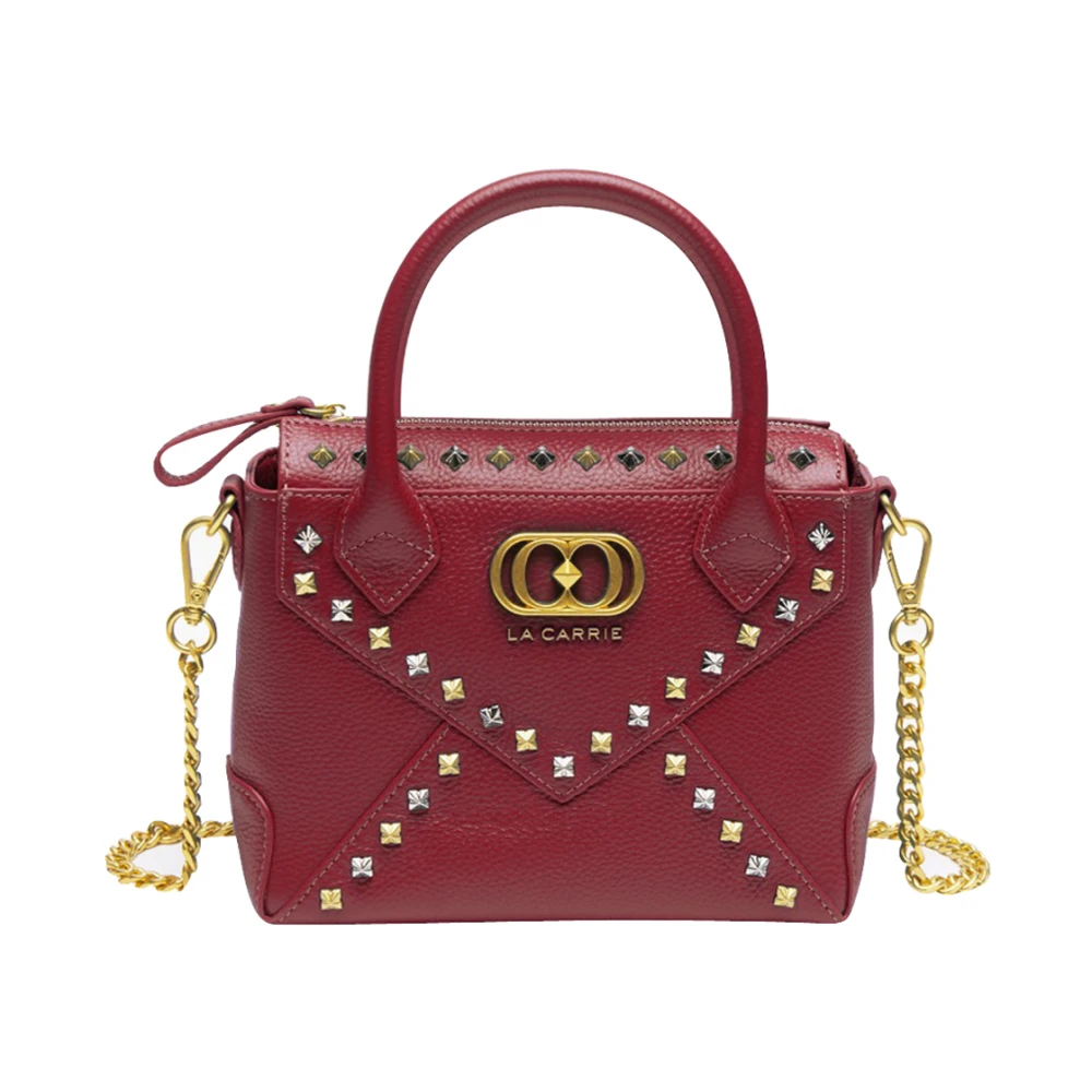 La Carrie Rode Frivole Kleine Leren Handtas met Studs Red Dames