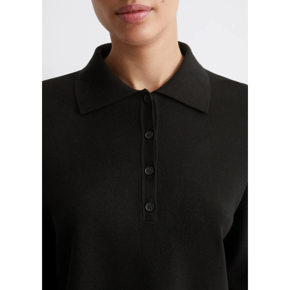 Marc O'Polo Fijngebreid poloshirt los Black Dames