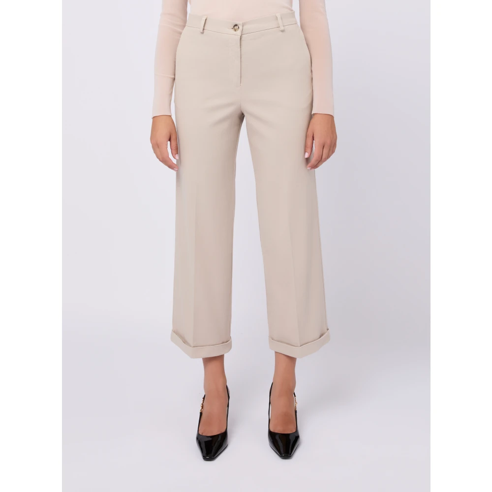 Seventy Omgeslagen Katoenen Beige Broek Dames Beige Dames