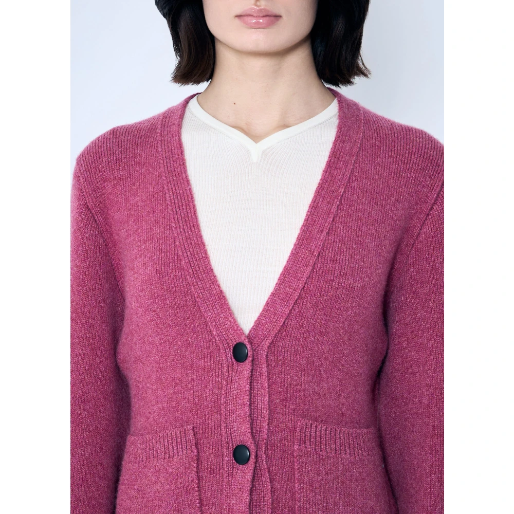 Khaite Kasjmier Gebreide V-Hals Vest Pink Dames