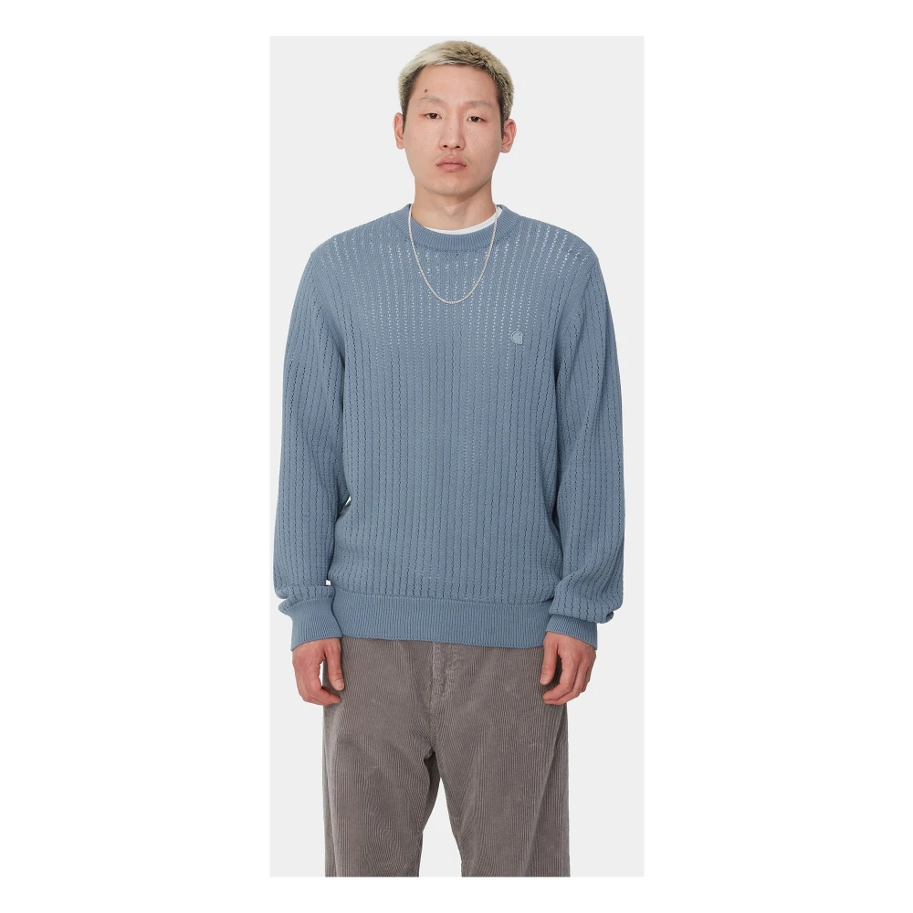 Carhartt WIP Geborduurde Logo Katoenen Trui Blue Heren