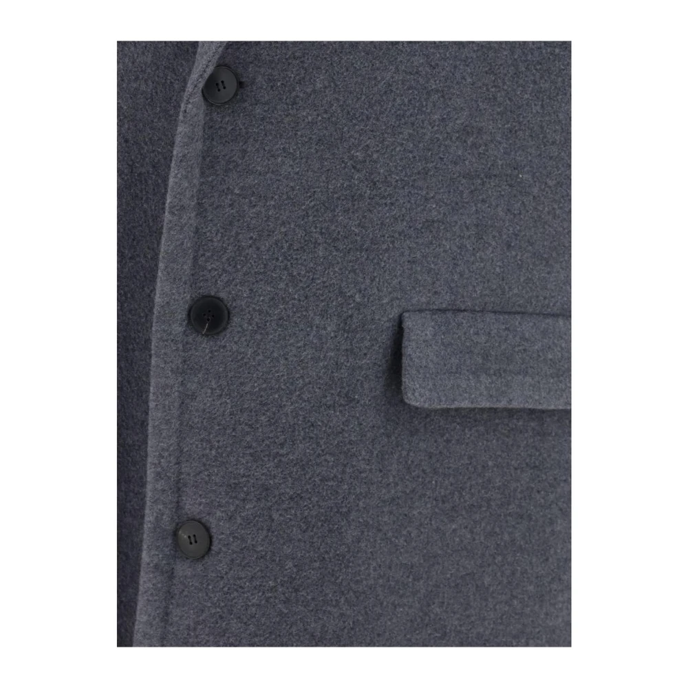 Valentino Gemêleerd Patroon Wollen Jas met Revers Gray Heren