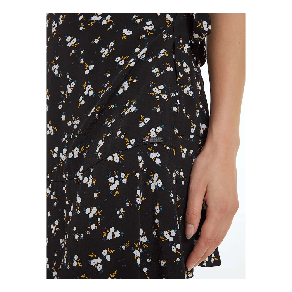 Tommy Jeans Bloemen Ruche Jurk Black Dames
