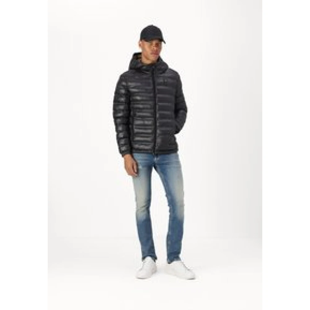 Blauer Heren gewatteerde jas met capuchon Black Heren