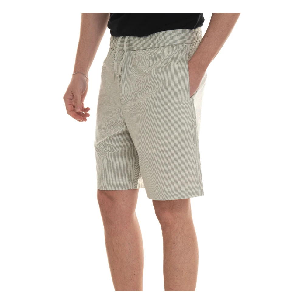 Hindustrie Gestreepte Bermuda Shorts Elastische Taille Jogging Stijl Green Heren