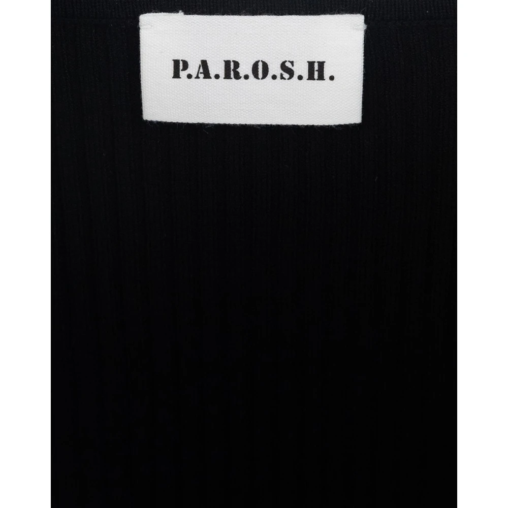 P.a.r.o.s.h. Zwarte Slim Fit Diepe Hals Trui Black Dames