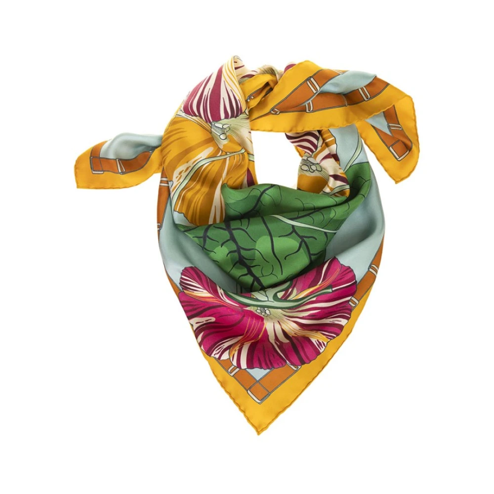 Franco Ferrari Zijden Bloemen en Bladeren Sjaal Multicolor Dames
