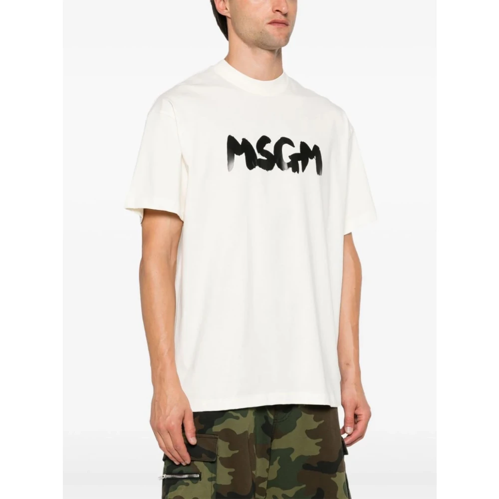 Msgm Kwaststreek Logo T-shirts en Polo's White Heren