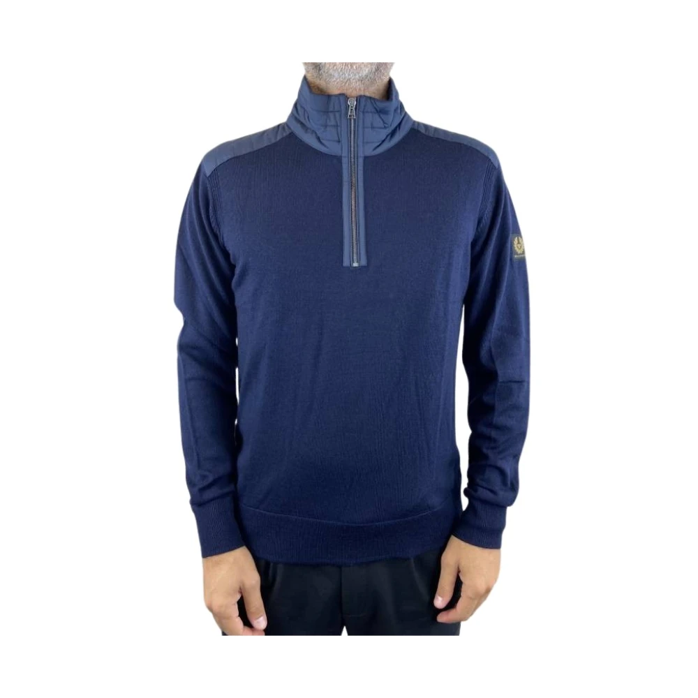 Belstaff Navy Blauwe Rits Jas Blue Heren