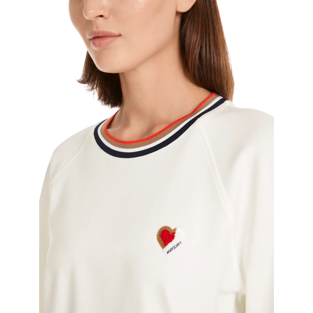 Marc Cain Gestreept Cropped T-shirt White Dames