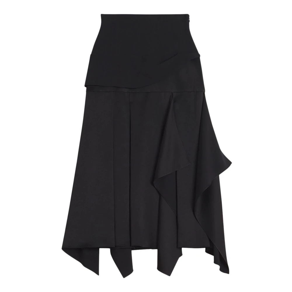 Lanvin Svart Draperad Midi Kjol Black, Dam