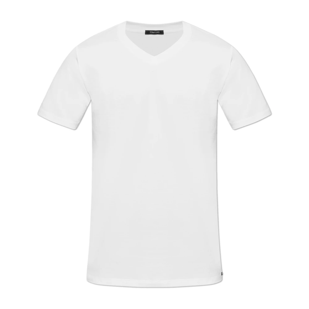 Tom Ford Mannelijk Wit Tops Heren, M, Katoen, Ondershirt Met V-Hals