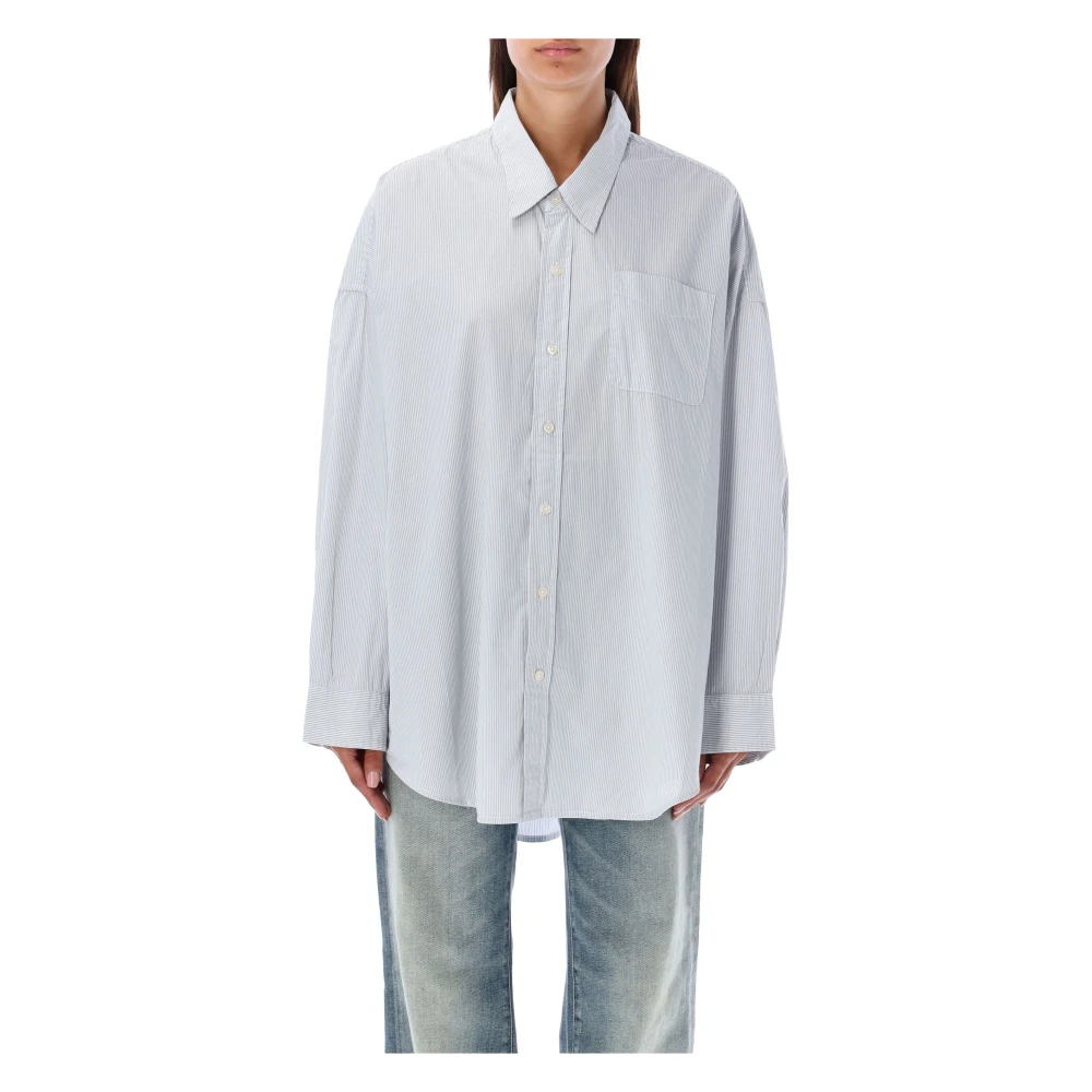 R13 Klassiek Oxford Pin Stripes Overhemd White Dames