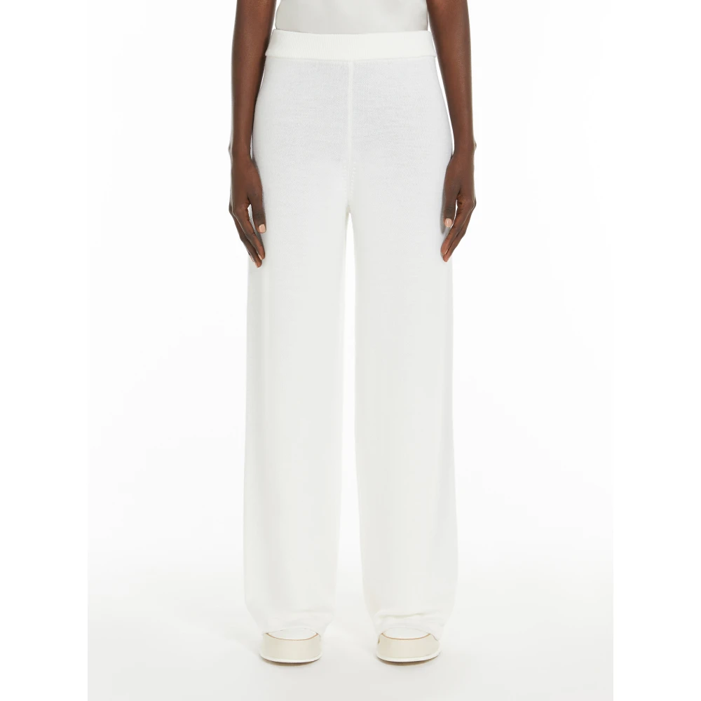 Max Mara Wollen broek met rechte pijpen White Dames