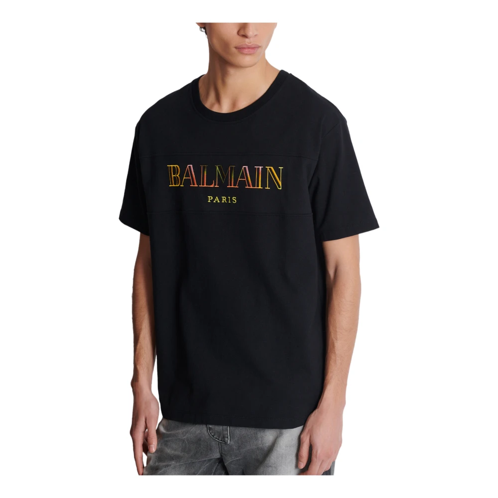 Balmain Vintage geborduurd T-shirt Black Heren