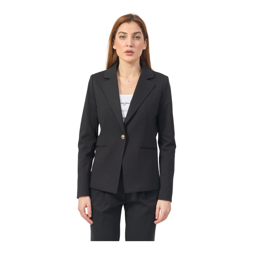 YES ZEE Zwarte jas met Milano-stiksels Black Dames