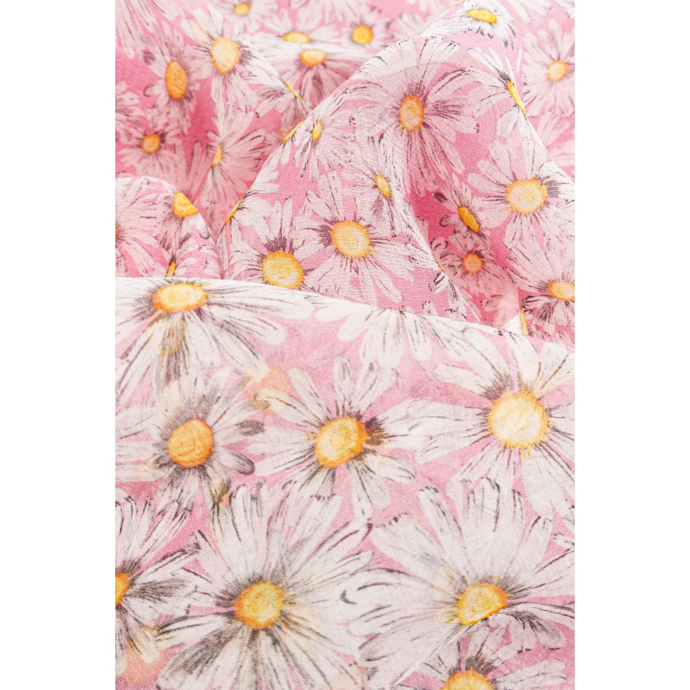 Moschino Zijden sjaal met bloemmotief Pink Unisex