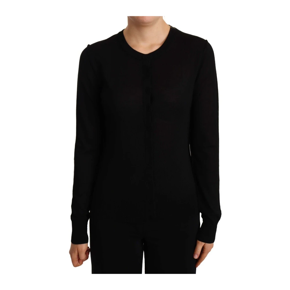 Dolce & Gabbana Elegante wollen trui met ronde hals Black Dames