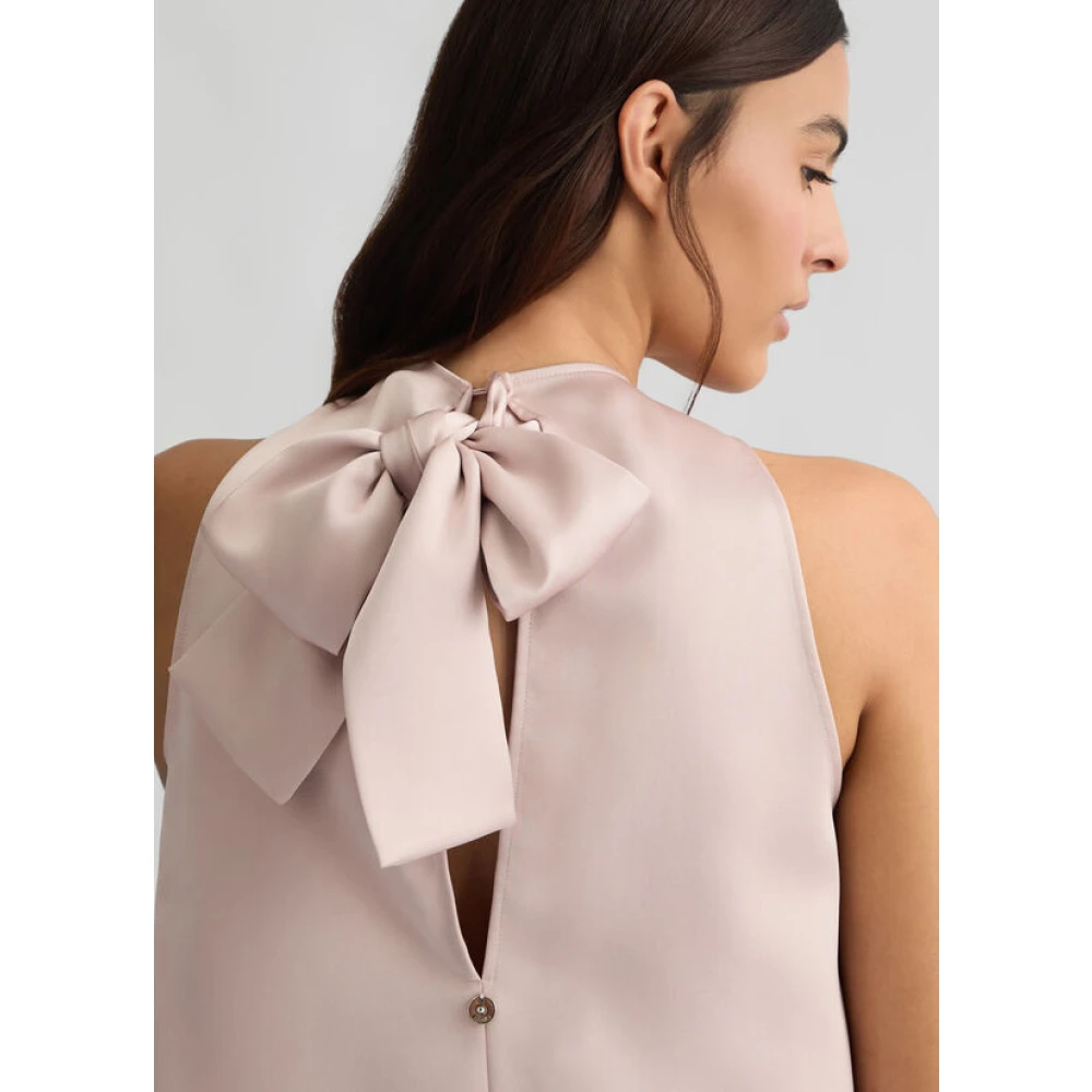 Liu Jo Elegante Roze Satijnen Top met Strik Pink Dames
