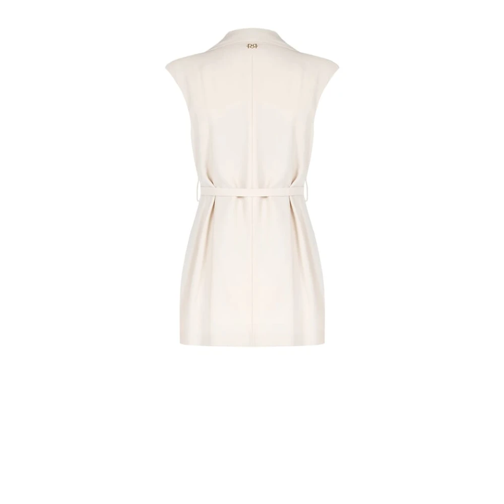 RINASCIMENTO Mouwleng Vest met Riem en Klassieke Revers Beige Dames
