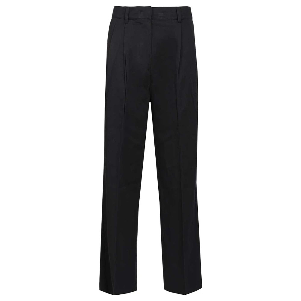 Dunst Blue Double Pleated Chino Slacks - Female - Straight Trousers - M - Trousers