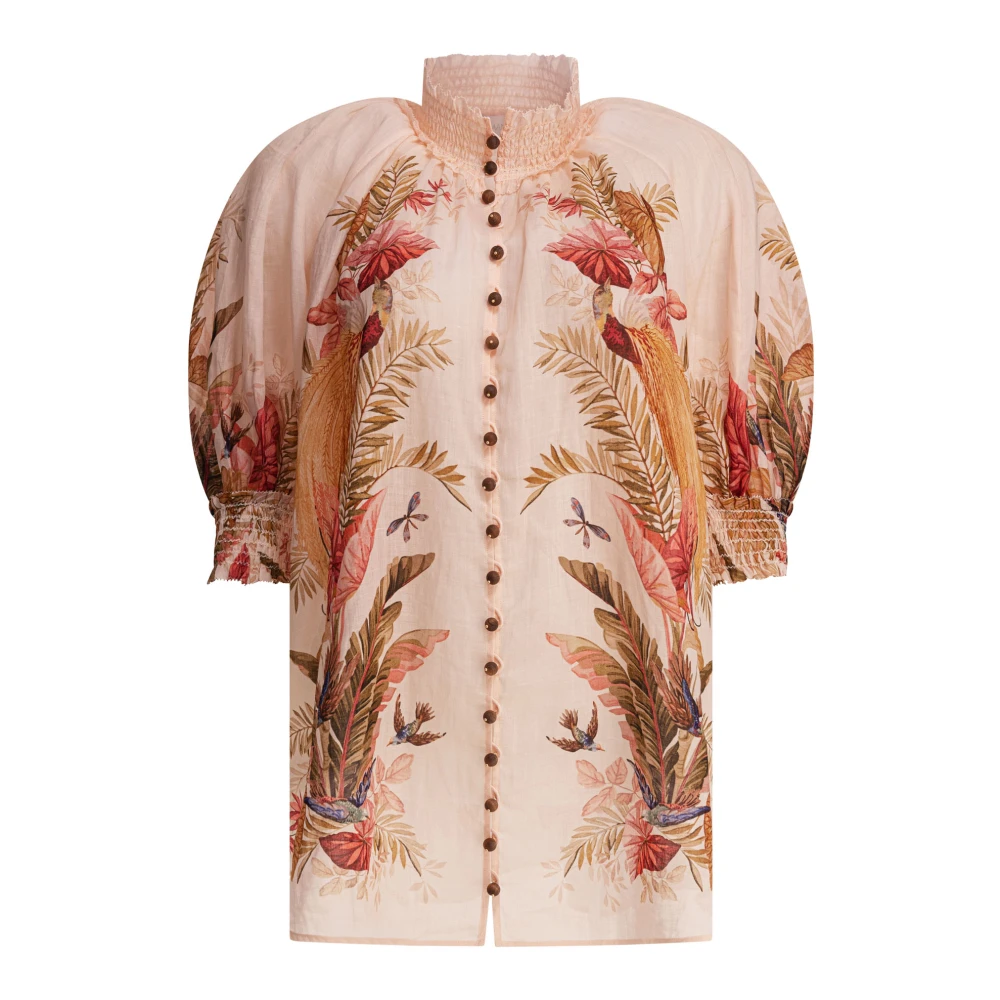 Zimmermann Women's Multicolor Blouses, M, Beige Billow Blouse Aw25