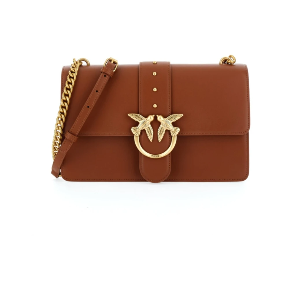 pinko Klassieke Leren Bruine Tas Brown Dames