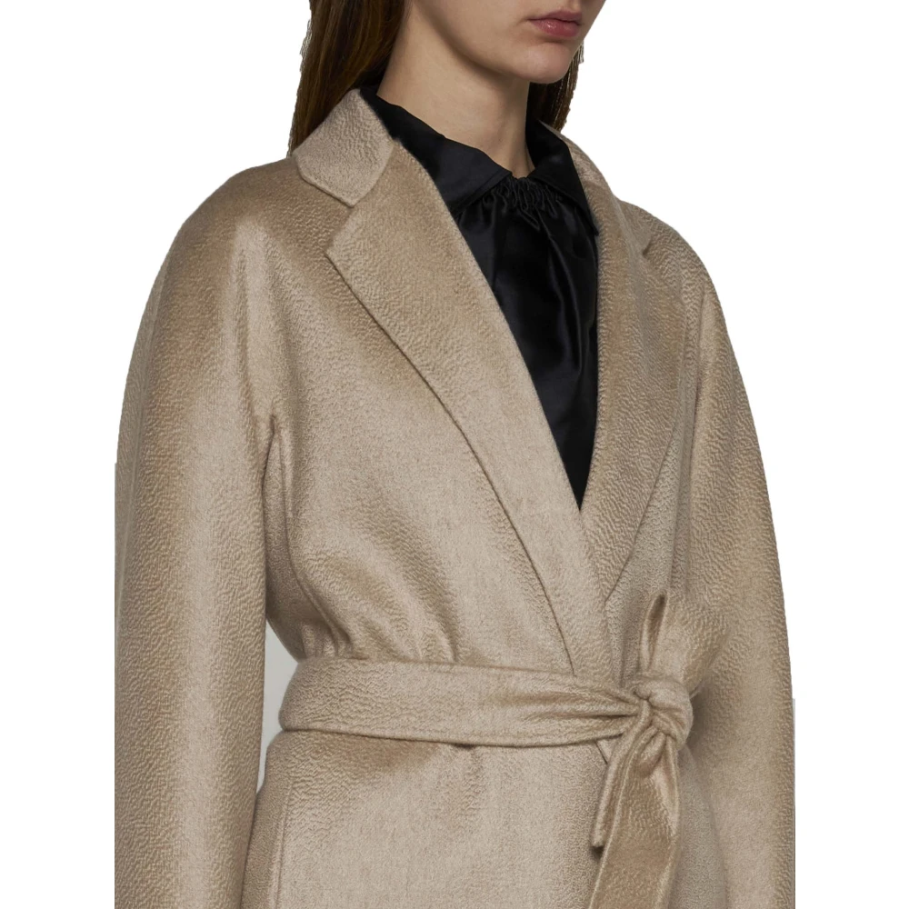 Max Mara Beige Cashmere Jas Kimono Mouwen Beige Dames