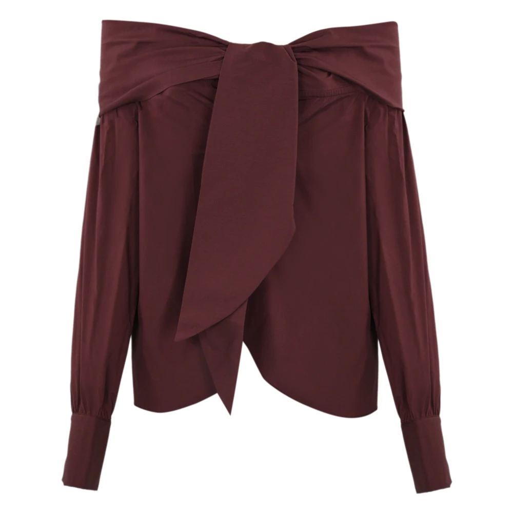 Liviana Conti Off-shoulder Katoenen Shirt Brown Dames