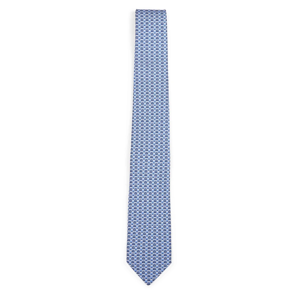 Ferragamo Men's Blue Gancini Print Tie - Ties - One Size - Accessories