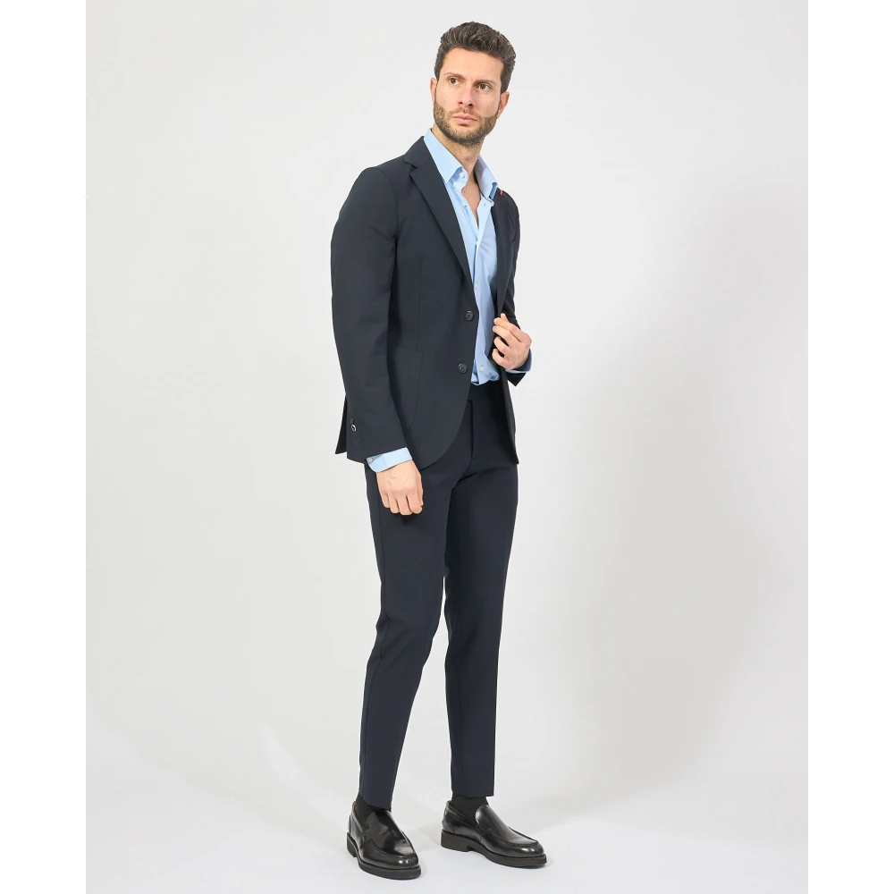 Mulish Blauwe Jurk Slim Fit Klassieke Stijl Blue Heren