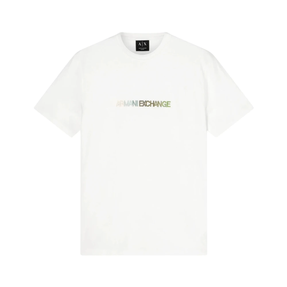 Armani Exchange Mannelijk Wit Tops Heren, Xs, Katoen, T-Shirt Met Ronde Hals