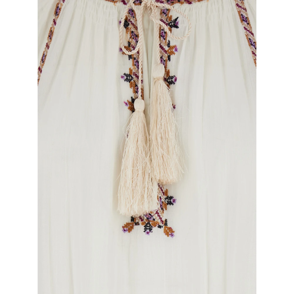 Isabel Marant Étoile Witte Lange Jurk met Striknek White Dames