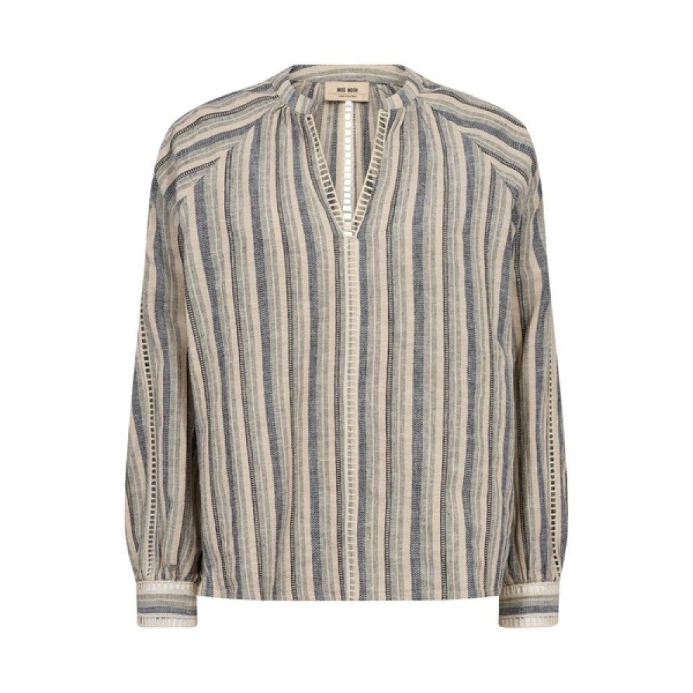 MOS MOSH Linnen blouse met V-hals Multicolor Dames