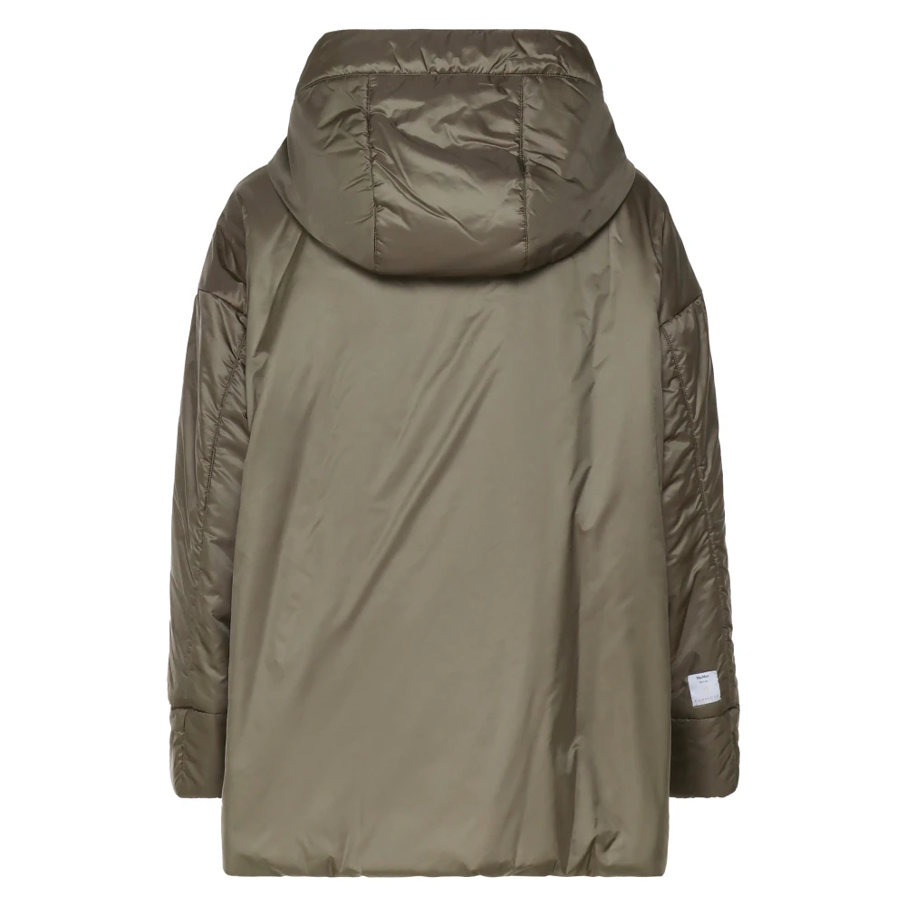 Max Mara Groene Gewatteerde Nylonjas met Capuchon Green Dames