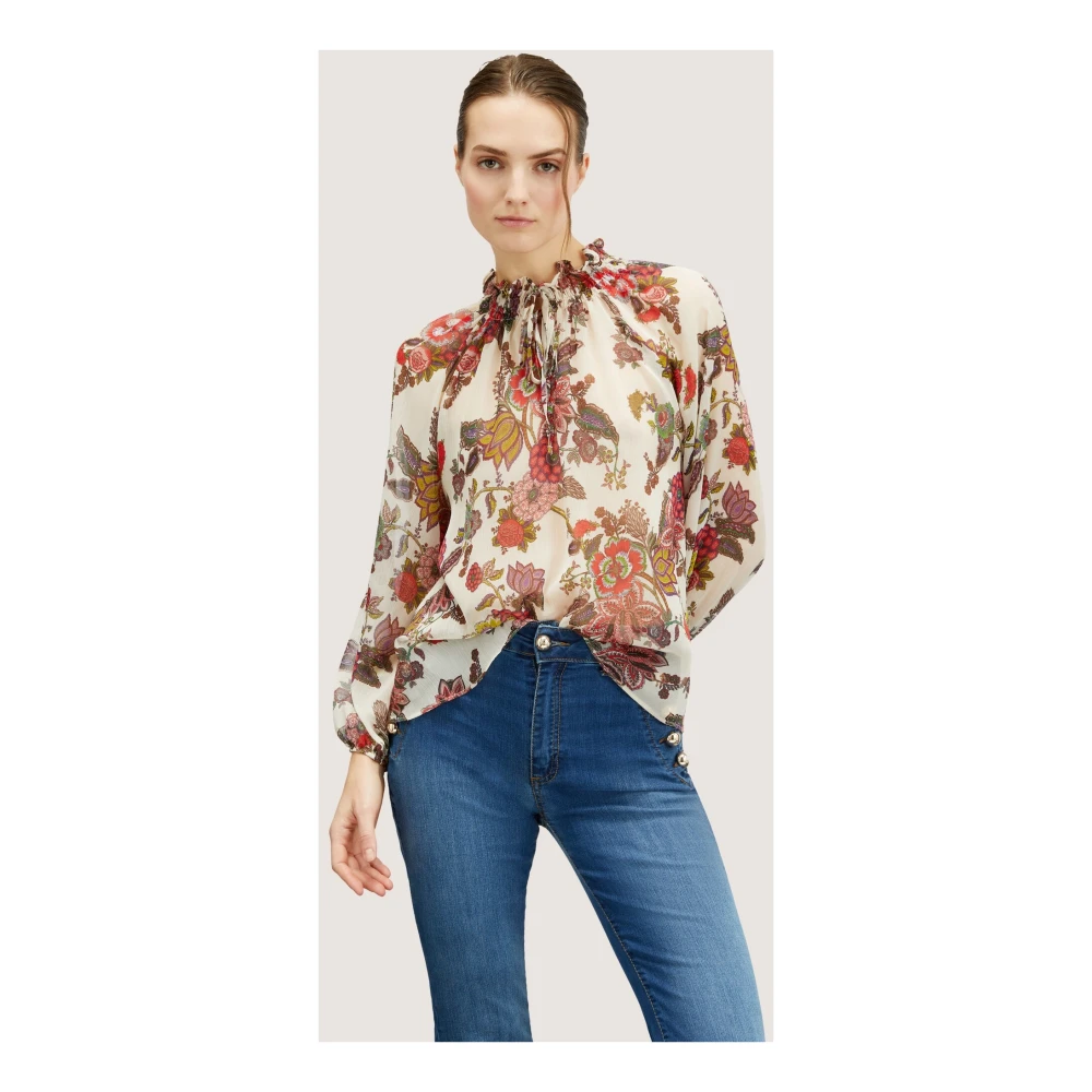 Motivi Indiase Stijl Bloemen Crepe Blouse Multicolor Dames