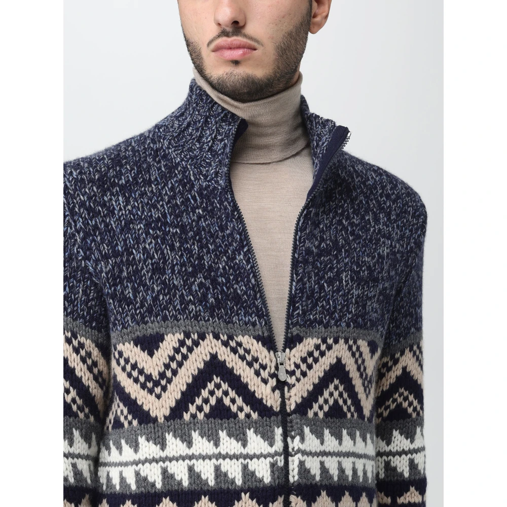 BRUNELLO CUCINELLI Stijlvolle Blauwe Zip-Through Sweatshirt Blue Heren