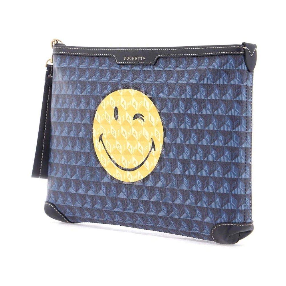 Anya Hindmarch SmileyWorld Eyes Pochette Tas Blue Dames