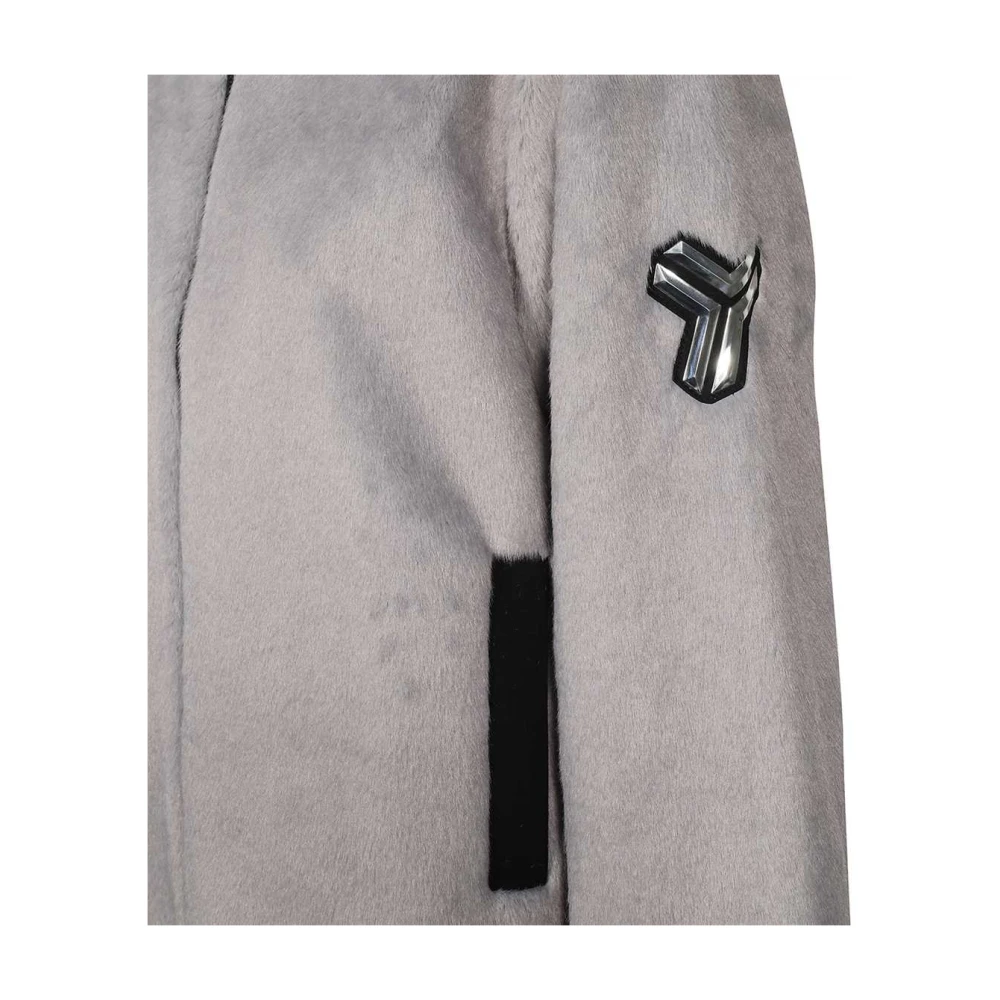 John Richmond Imitatie Bontjas met Opstaande Kraag Gray Dames