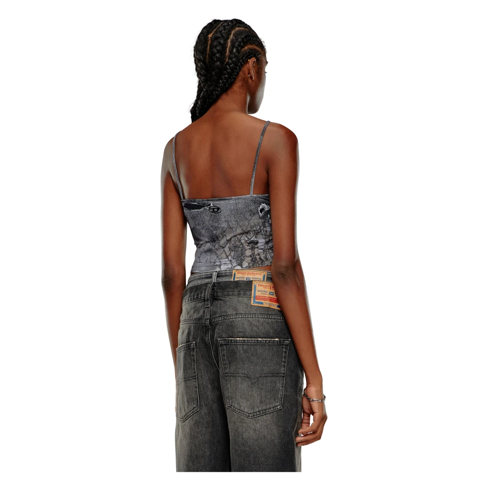 Diesel Strappy top with abstract print Black Dames