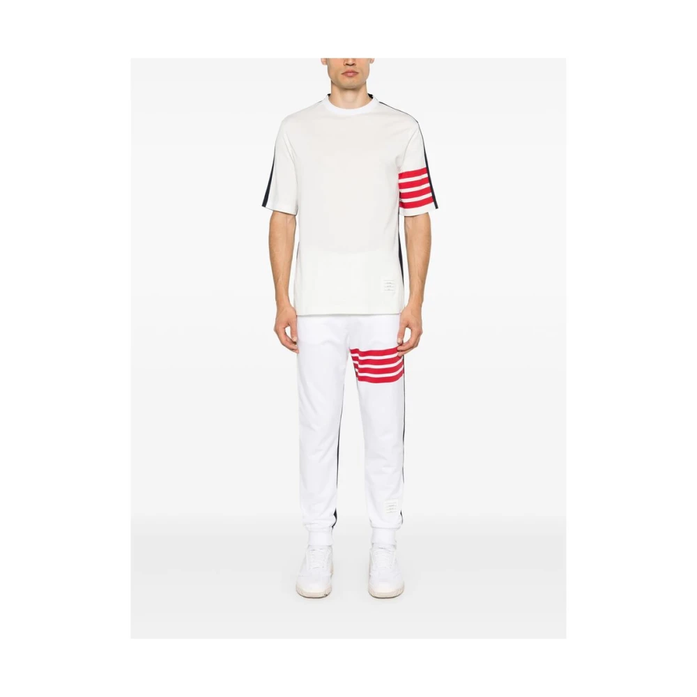 Thom Browne Tweekleurige Streep Crew Neck T-shirt White Heren