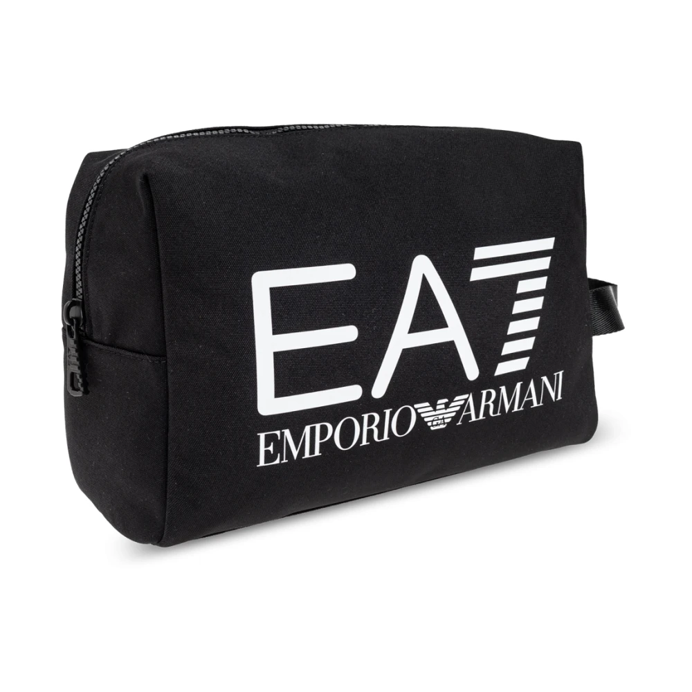 Emporio Armani EA7 Toilettas met bedrukt logo Black Unisex